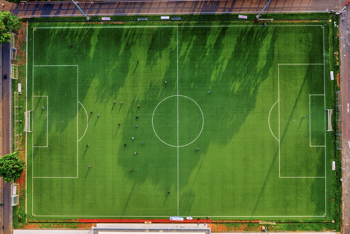 Campo da calcio visto dall'alto